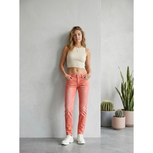 Pilcro and the Letterpress Pants - Anthropologie Pilcro and the Letterpress Hyphen Pants Coral Orange Size 27